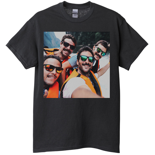 Photo Gallery Square T-shirt, Adult (L), Black, Customizable front & back, White