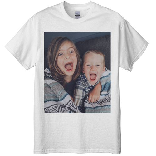 Photo Gallery Portrait T-shirt, Adult (L), White, Customizable front & back, White