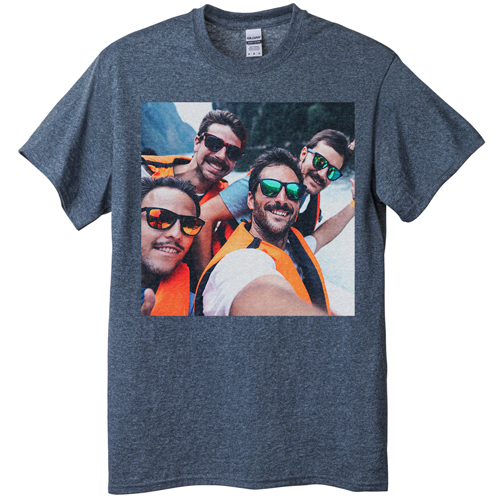Photo Gallery Square T-shirt, Adult (L), Gray, Customizable front & back, White