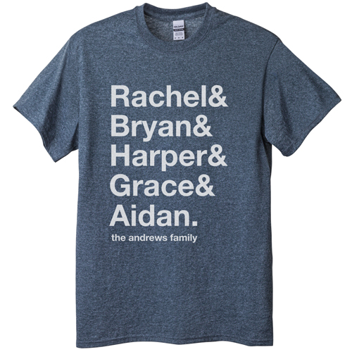 Family Names T-shirt, Adult (L), Gray, Customizable front & back, White