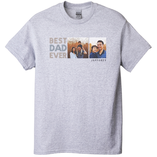 Dad is the Best T-shirt, Adult (L), Gray, Customizable front, Brown