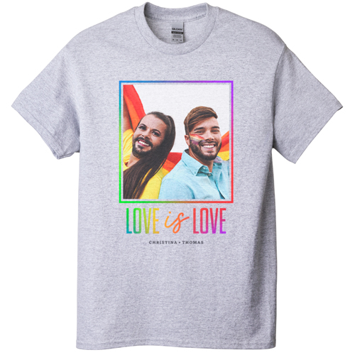 Love and Pride T-shirt, Adult (L), Gray, Customizable front & back, Black
