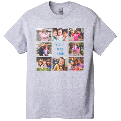 Gallery of Eight T-shirt, Adult (L), Gray, Customizable front & back, White