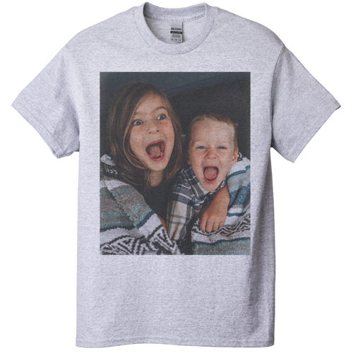 Photo Gallery Portrait T-shirt, Adult (L), Gray, Customizable front, White, white