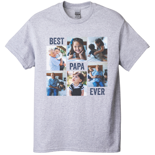 Gallery of Six T-shirt, Adult (L), Gray, Customizable front, White, white