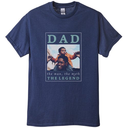 The Dad Legend T-shirt, Adult (L), Navy, Customizable front, Gray