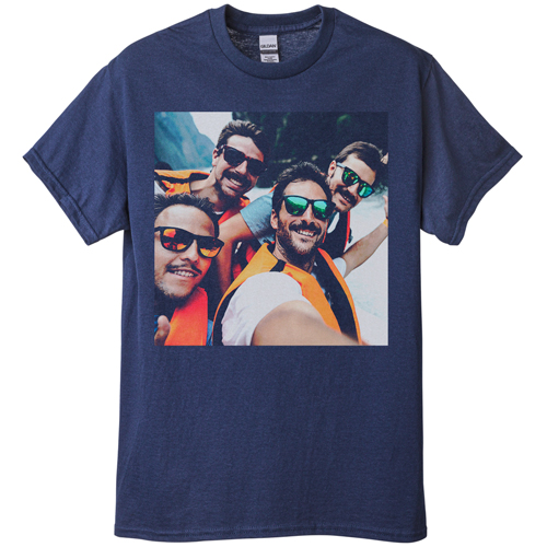 Photo Gallery Square T-shirt, Adult (L), Navy, Customizable front, White