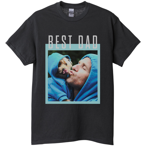 Best Dad Border T-shirt, Adult (XL), Black, Customizable front & back, Green