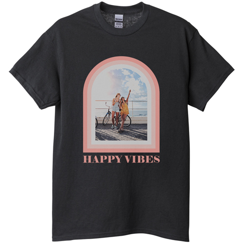 Boho Arch Border T-shirt, Adult (XL), Black, Customizable front & back, Pink
