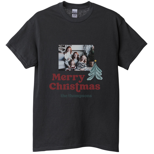 Family Christmas T-shirt, Adult (XL), Black, Customizable front, Blue