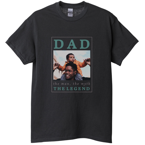 The Dad Legend T-shirt, Adult (XL), Black, Customizable front & back, Gray