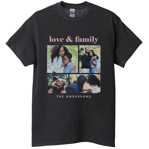 Gallery of Four Grid T-shirt, Adult (XL), Black, Customizable front, White, white