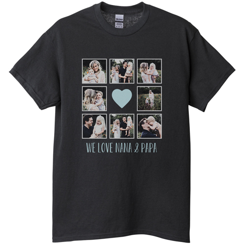 Heart Grid T-shirt, Adult (XL), Black, Customizable front & back, Blue