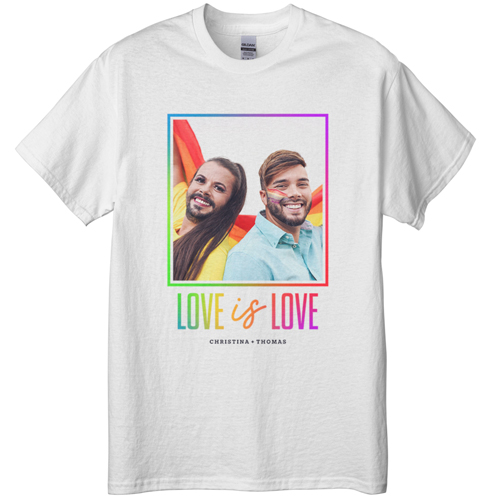 Love and Pride T-shirt, Adult (XL), White, Customizable front, Black