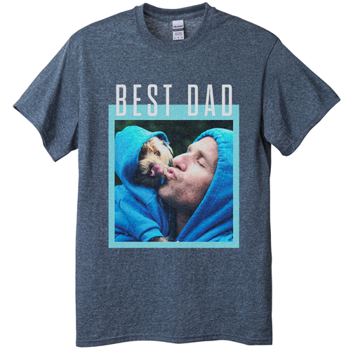 Best Dad Border T-shirt, Adult (XL), Gray, Customizable front & back, Green, mint