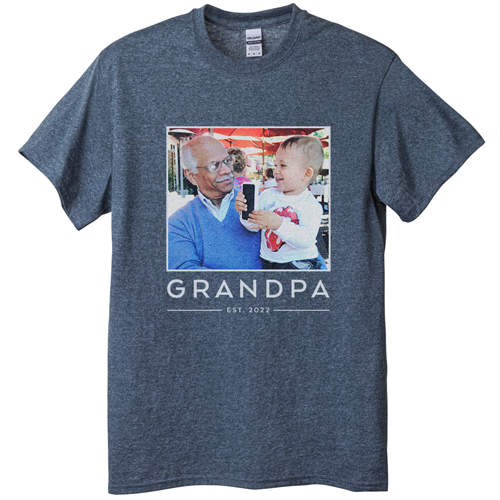 Grandpa Est T-shirt, Adult (XL), Gray, Customizable front, Green