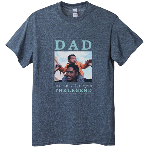 The Dad Legend T-shirt, Adult (XL), Gray, Customizable front & back, Gray