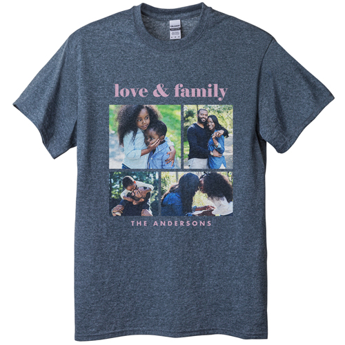 Gallery of Four Grid T-shirt, Adult (XL), Gray, Customizable front, White, white