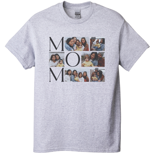 Mom's Collage T-shirt, Adult (XL), Gray, Customizable front, Black