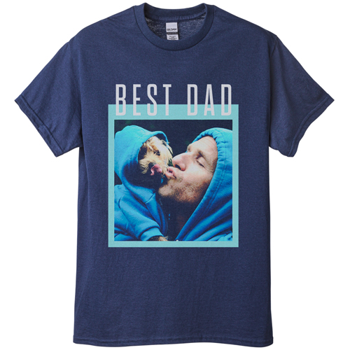 Best Dad Border T-shirt, Adult (XL), Navy, Customizable front & back, Green