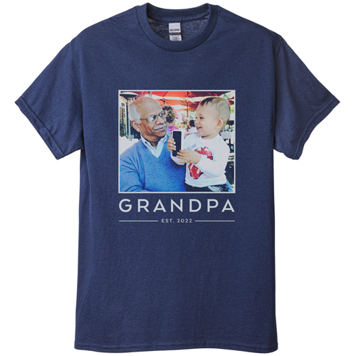 Grandpa Est T-shirt, Adult (XL), Navy, Customizable front & back, Green