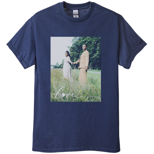 Love and Heart T-shirt, Adult (XL), Navy, Customizable front & back, White, white