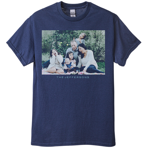 Photo Gallery Landscape T-shirt, Adult (XL), Navy, Customizable front, White, white