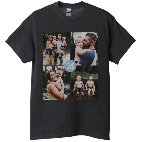 Gallery of Four Monogram T-shirt, Adult (XXL), Black, Customizable front, Blue, celeste