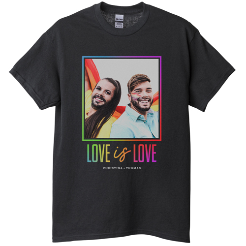 Love and Pride T-shirt, Adult (XXL), Black, Customizable front, Black