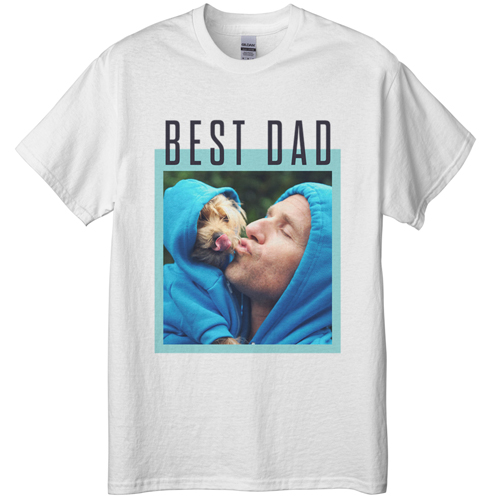 Best Dad Border T-shirt, Adult (XXL), White, Customizable front, Green, mint