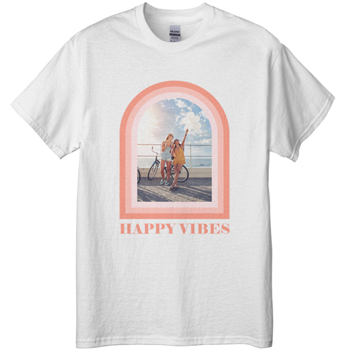Boho Arch Border T-shirt, Adult (XXL), White, Customizable front & back, Pink