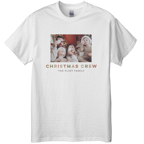 Christmas Crew T-shirt, Adult (XXL), White, Customizable front & back, Gray