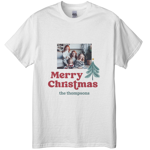 Family Christmas T-shirt, Adult (XXL), White, Customizable front, Blue