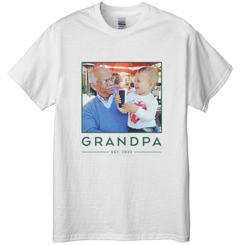Grandpa Est T-shirt, Adult (XXL), White, Customizable front & back, Green, forest