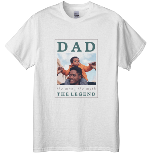 The Dad Legend T-shirt, Adult (XXL), White, Customizable front, Gray