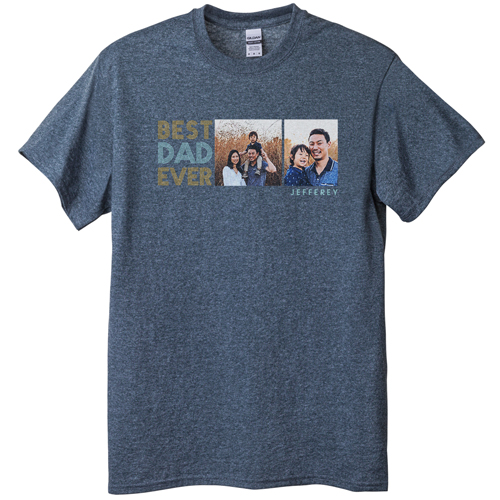 Dad is the Best T-shirt, Adult (XXL), Gray, Customizable front & back, Brown
