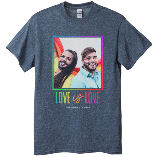 Love and Pride T-shirt, Adult (XXL), Gray, Customizable front, Black