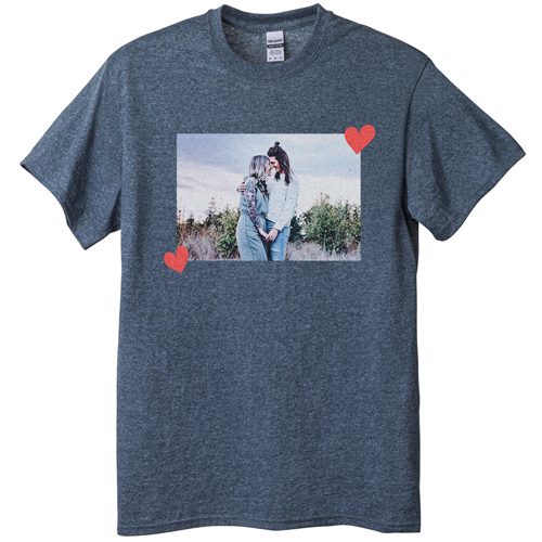 Twin Hearts T-shirt, Adult (XXL), Gray, Customizable front & back, Orange