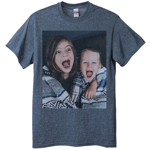 Photo Gallery Portrait T-shirt, Adult (XXL), Gray, Customizable front & back, White