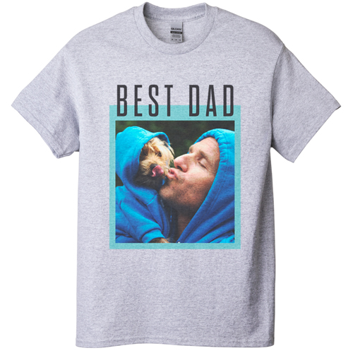 Best Dad Border T-shirt, Adult (XXL), Gray, Customizable front & back, Green