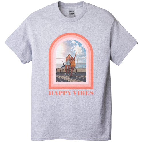 Boho Arch Border T-shirt, Adult (XXL), Gray, Customizable front, Pink, priscilla