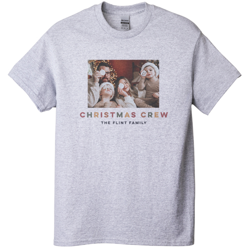 Christmas Crew T-shirt, Adult (XXL), Gray, Customizable front, Gray