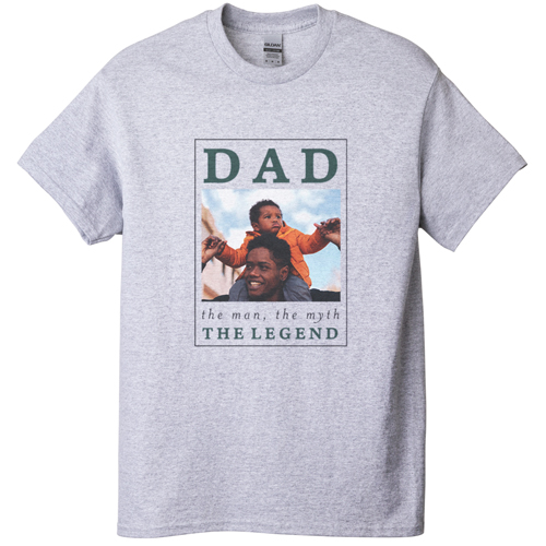 The Dad Legend T-shirt, Adult (XXL), Gray, Customizable front, Gray
