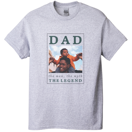 The Dad Legend T-shirt, Adult (XXL), Gray, Customizable front, Gray, silver