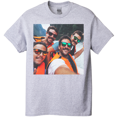 Photo Gallery Square T-shirt, Adult (XXL), Gray, Customizable front, White