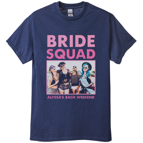 Bachelorette Squad T-shirt, Adult (XXL), Navy, Customizable front, Pink