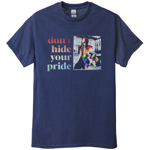 Don't Hide Your Pride T-shirt, Adult (XXL), Navy, Customizable front & back, White