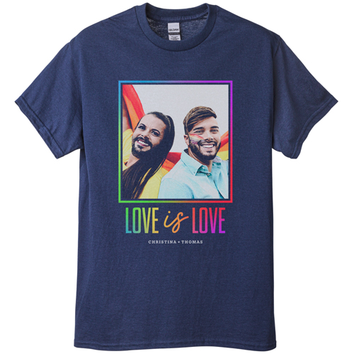 Love and Pride T-shirt, Adult (XXL), Navy, Customizable front & back, Black