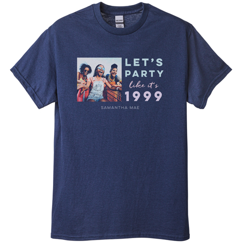 Party Gallery of One T-shirt, Adult (XXL), Navy, Customizable front & back, White