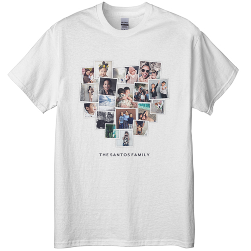 Tilted Heart Collage T-shirt, Adult (3XL), White, Customizable front, White
